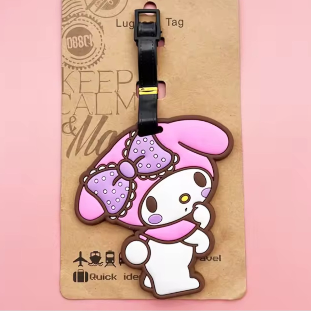 Pink Multicolor Mymelody Luggage Tag, Kawaii, Sanrio Tag, Travel Accessories